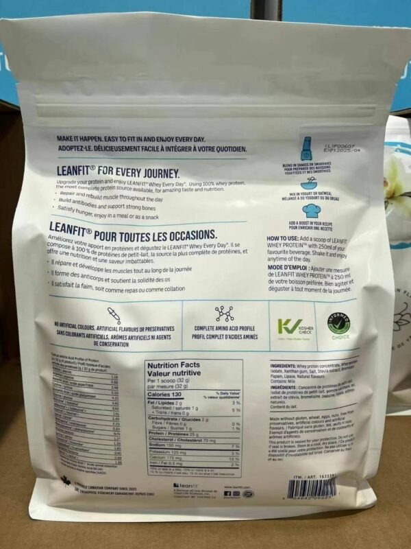 Leanfit Whey Protein乳清蛋白粉，天然香草／巧克力口味。每袋4斤 - 图片 5